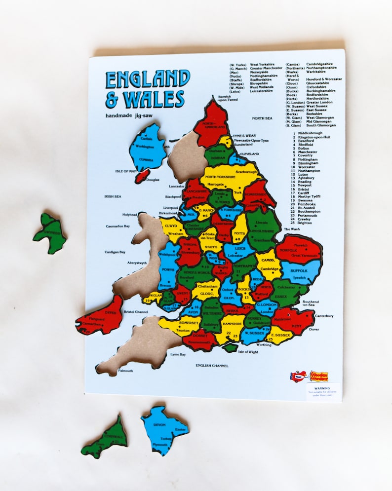 Jigsaw Map of England and Wales Etsy