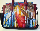 Women 39 s Gift Hand Painted Artificial Leather Shoulder Bag Colourful Crossbody Gift For Mum Gift For Me Gift for Her Ladies Purse Crossbody
