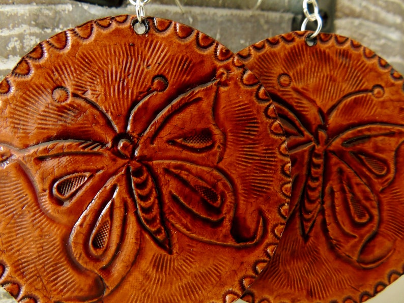 Hand Tooled Leather Earrings Leather JewelryWestern EarringsPagan EarringsBoho EarringsPersonalized JewelryCowgirl JewleryCircle