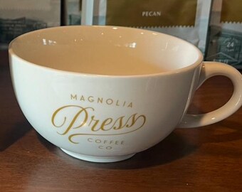 Magnolia Silos Latte Mug Bundle, Set of 2, 16oz Ceramic, Rustic Beige White Design