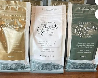 Magnolia Press Ground Coffee 3-Pack: Waco Silos Pecan, Decaf, Medium Roast