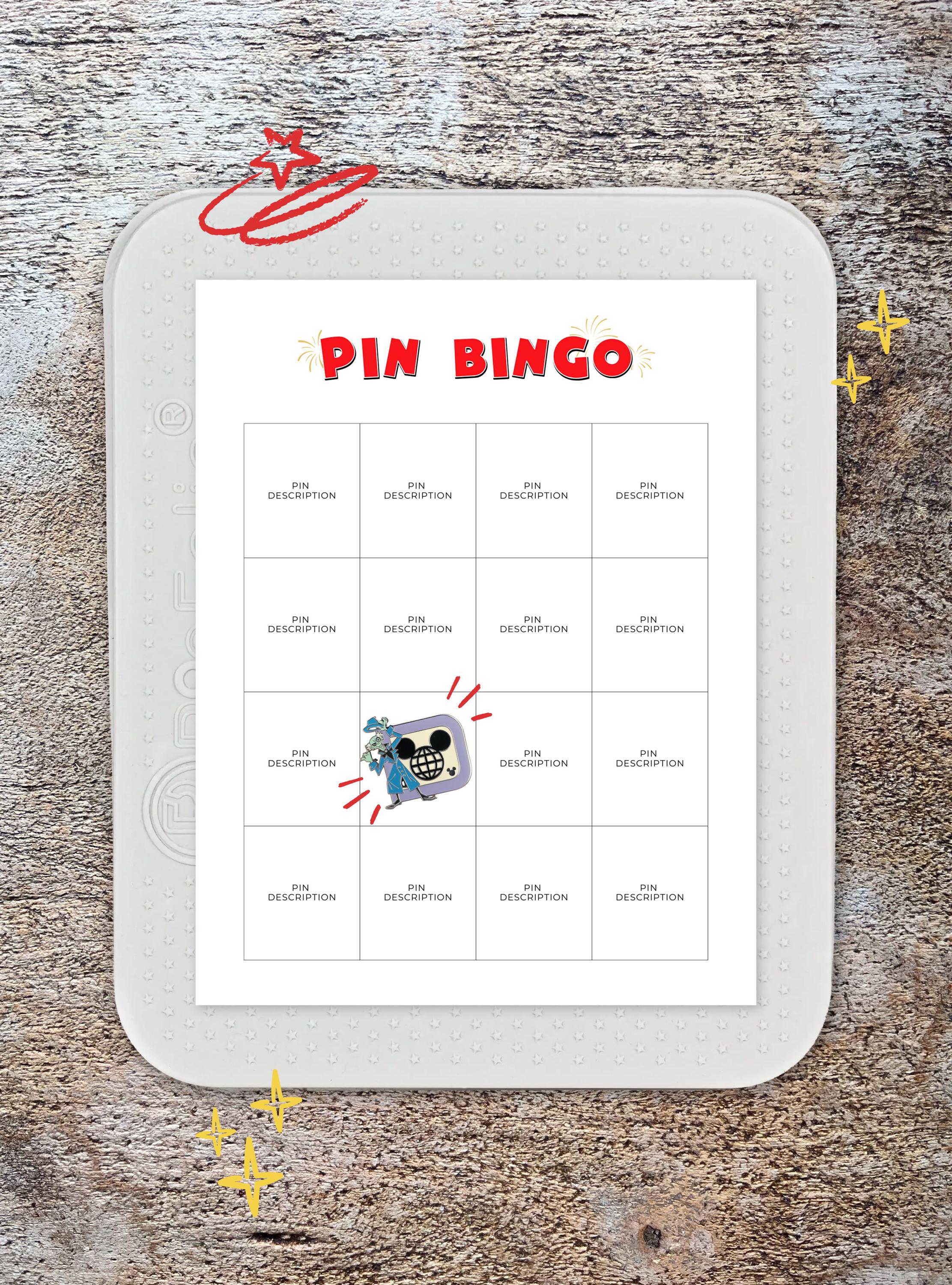 Hat Pin Bingo Example Pin Trading Bingo | One Sheet | Pin Trading | Disney Pins | Disney Game ...
