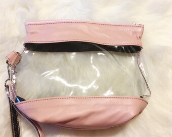 Lambskin and PVC Wristlet/Pouch