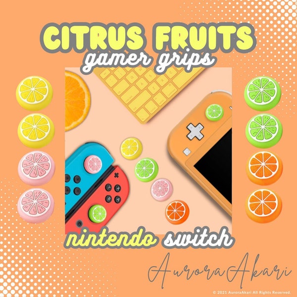 Citrus Fruits Gaming Grips I Nintendo Switch/OLED/Lite I Gamer Grips I Thumb Grips I Soft Silicone Cover for Joy-Con