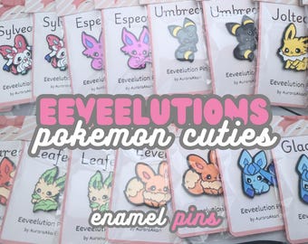 Pins de esmalte Eeveelution Cutie | Sylveon / Vaporeon / Eevee / Glaceon / Umbreon / Flareon / Jolteon / Espeon / Leafeon