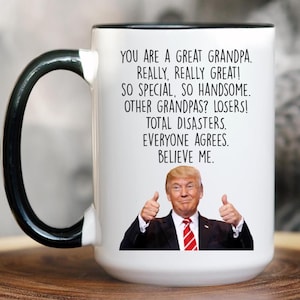 Grandpa Mug Grandfather Gifts for Birthday Funny Trump mug Fathers Day Grandad Gift for Him, Coffee Cups for Papa, Grampy, Granddaddy