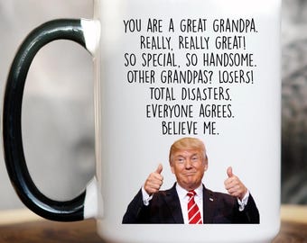 Grandpa Mug Grandfather Gifts for Birthday Funny Trump mug Fathers Day Grandad Gift for Him, Coffee Cups for Papa, Grampy, Granddaddy