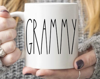 Grammy Coffee Mug Grammy Gifts Christmas Grandmother Cup for Pregnancy Reveal, Mother's Day Present Rae Dunn Inspired Mug