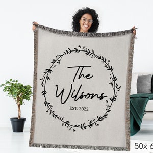Wedding Gift Blanket, Anniversary Gift For Mr Mrs, Newlywed Christmas Gift, Couples Gift, Personalized Cotton Throw, Woven Blanket