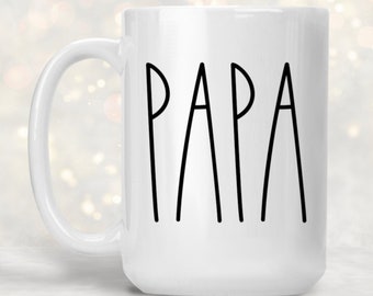 PAPA Mug, Papa Gift, Grandpa Gift, Grandfather Gifts, Father's Day, or Birthday Present Coffee Cup for Papa in the Rae Dunn Style
