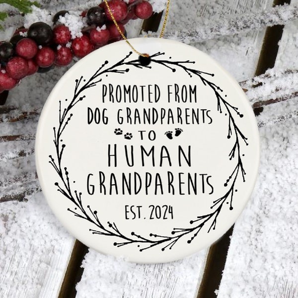 Grandparent Ornament Custom Ornaments for Grandparents First Christmas Pregnancy Announcment Gift Promoted from Dog Grandparents