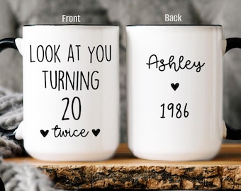 40th Birthday Mug - Personalized Coffee Cup or Coaster, Custom 1986 B-Day Gift