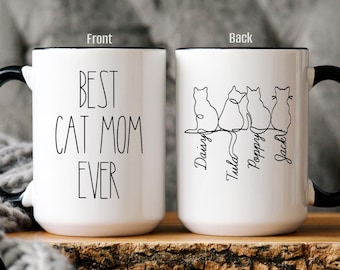 Personalized Cat Mom Mug, Funny Cat Names Gift Coffee Cup