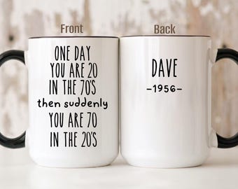 Custom 70th birthday mug, Personalized Turning 70 cup