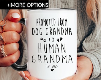 New Grandma Promoted to Grandma from Dog Grandmother, Pregnancy Announcement, New Grandma Gift, Baby Announcement Birth of First Grandchild