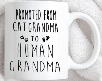 First Time Grandma Promoted to Grandparent Mug Pregnancy Announcement New Cat 