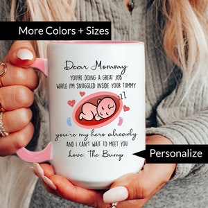 Pregnancy Gift for New Mom Mug Mothers Day Dear Mommy I Can’t Wait to Meet You Pregnant Mother Gift, Baby Ultrasound Mug, Baby Bump Mug