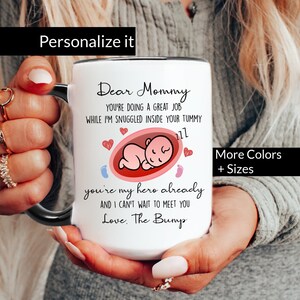 Mothers Day Gift for New Mom Mug Pregnant Dear Mommy I Can’t Wait to Meet You Pregnancy Gift, Baby Ultrasound Mug, Baby Bump Mug