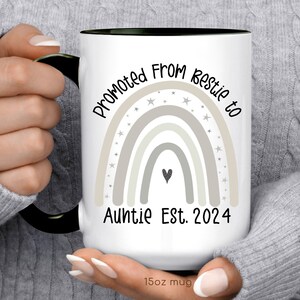 Best Friend Promoted to Auntie Pregnancy Announcement Aunt Announcement Gift for your Best Friend Mug, BFF Mug, Bestie Coffee Cups