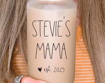 Mama Glass Can, New Mom Gift Ideas, First Time Mom Gift, New Parent Gift, Mommy Coffee Tumbler, Personalized Mothers Day Gift Kids Name