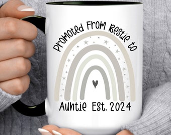 Best Friend Promoted to Auntie Pregnancy Announcement Aunt Announcement Gift for your Best Friend Mug, BFF Mug, Bestie Coffee Cups