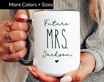 Taza de compromiso para futura señora, tazas para señor y señora, taza para el señor de la suerte, regalos para pareja comprometida, taza de regalo personalizada para la futura novia que se casará
