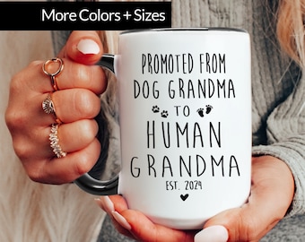 New Grandma Promoted to Grandma from Dog Grandmother, Pregnancy Announcement, New Grandma Gift, Baby Announcement Birth of First Grandchild