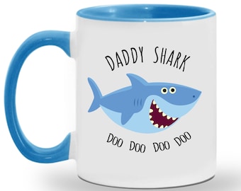 Daddy Shark Mug Fathers Day Funny Gift for Dad Coffee Mug Gifts from Daughter from Son from Wife from Kids on Dads Birthday