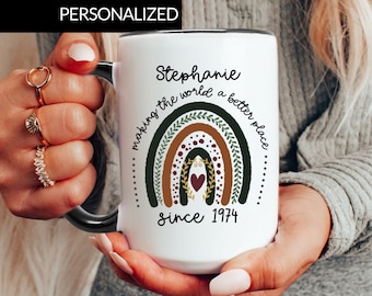 50th Birthday Gift for Women, 50th Birthday Mug, Personalized Birthday Gifts Funny 50th coffee cup 1974, Custom Gift For 50 Year Old, Women