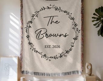 Personalized Blanket, Wedding Gift, Anniversary Present, Custom Woven Cotton Throw