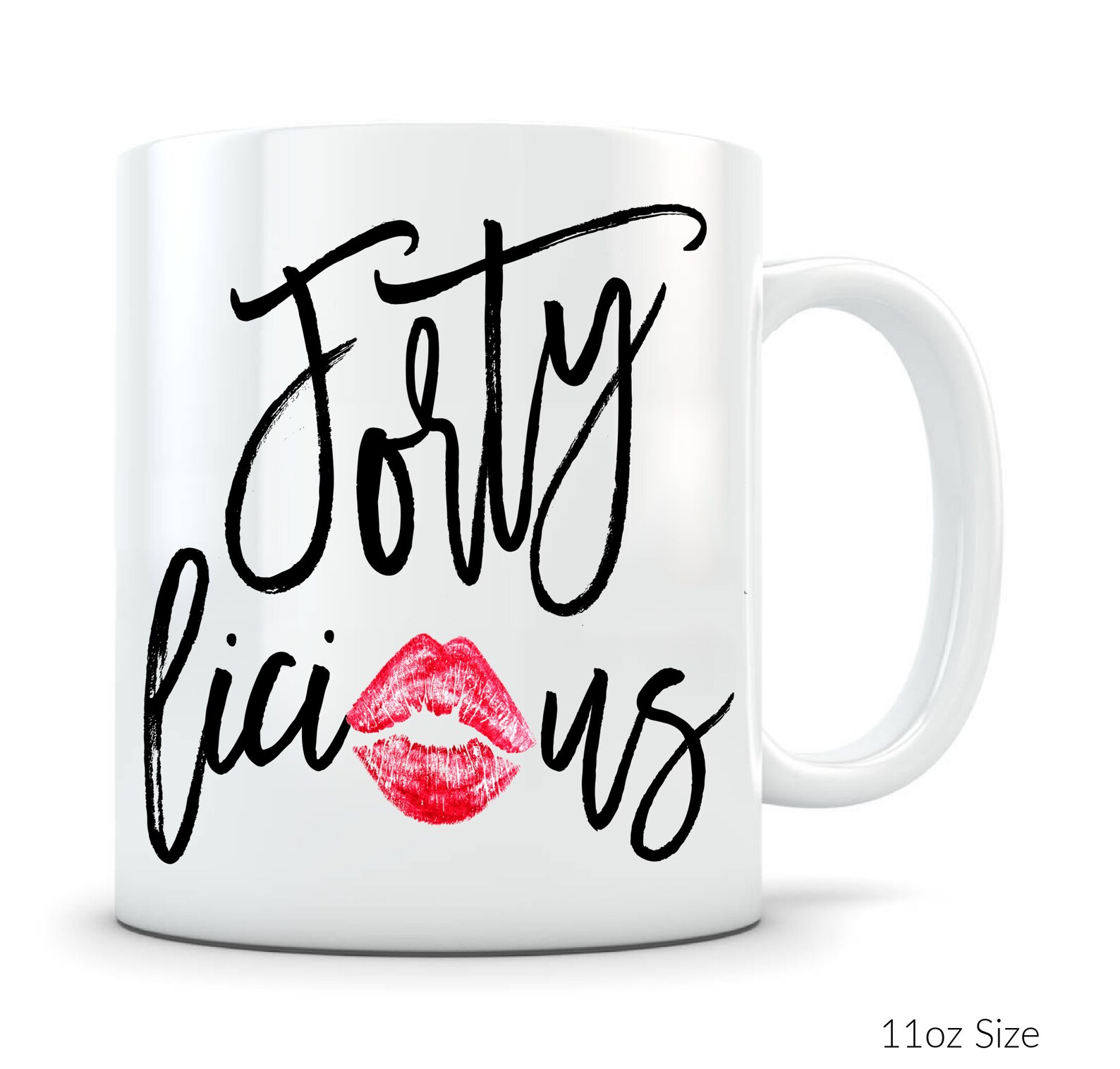 Best Friend 40th Birthday Gift for Her Mug Forty Licious Lips Etsy