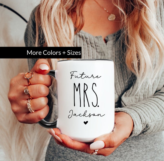 Engagement Mug Future Mrs Mug, Mr and Mrs mugs, Lucky Mr cup, Gifts for Engaged Couple, Personalized Gift Cup for Future Bride to be Married