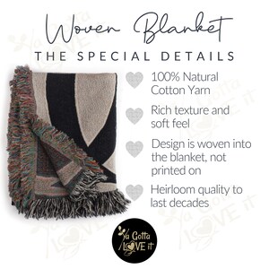 May include: Woven blanket with a black and beige geometric design. The blanket has a fringed edge with a mix of colors. The text on the image says "Ya Gotta Love It" and "100% Natural Cotton Yarn".