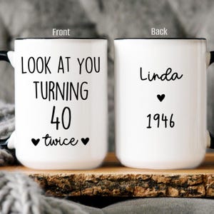 Personalized 80th Birthday Mug, Funny B-Day Coffee Cup, Custom 1946 Gift