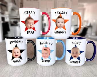 Baby Face Mug Grandpa, Personalized Father's Day Gift for New Grandfather, Pap Birthday Present from child, First Time Grampy Coffee Cup