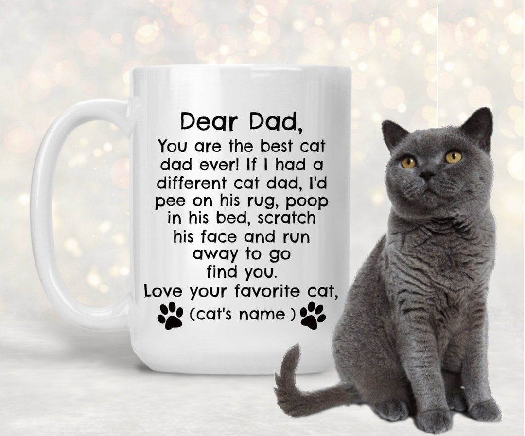 Dear Cat Dad Coffee Cup, Love Cat's Name Personalized Cat Owner Mug, Funny Cat O - Foto 11
