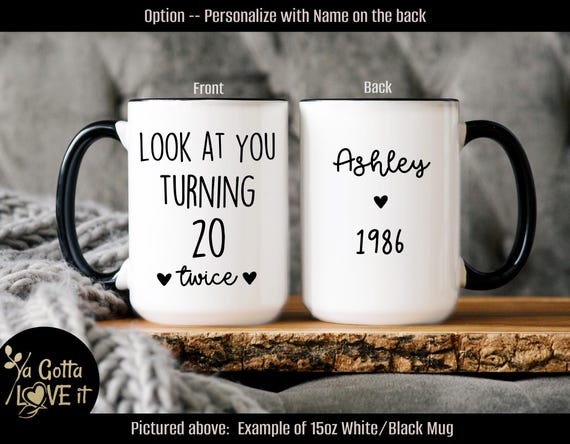 40th Birthday Mug - Personalized Coffee Cup or Coaster, Custom 1986 B-Day Gift