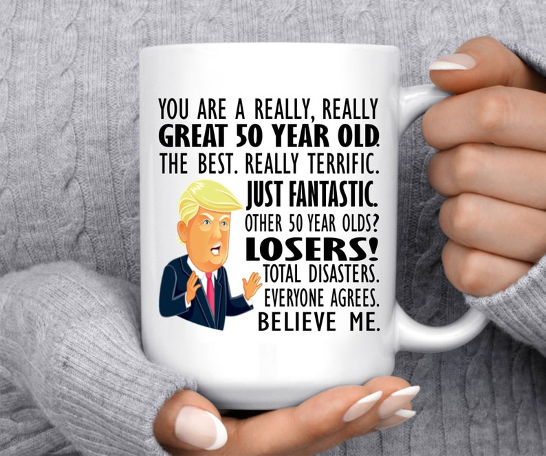 Trump Gift mug, 50th Birthday Gift Mug for Women, 50th Birthday Gift for Men Coffee Cup, Turning 50, Fifty af, Trump mug, Funny Birthday Mug image 2