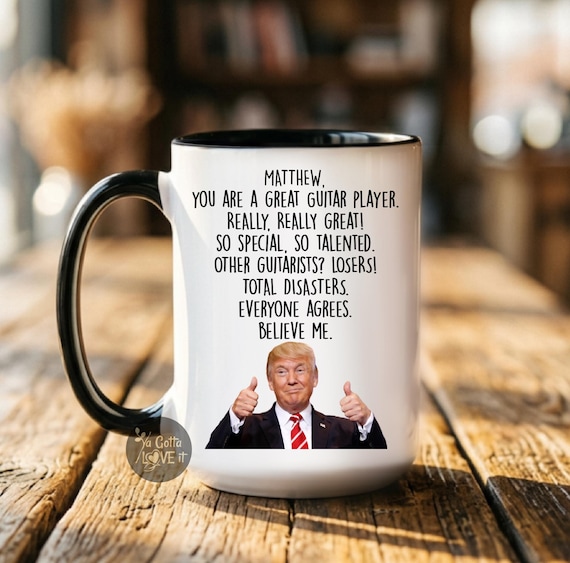 Guitarist Mug, Funny Trump Guitar Player Coffee Cup, Gift for Men