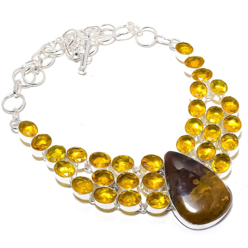Willow Creek Jasper Citrine Gemstone Handmade 925 Silver Jewelry Necklace 18