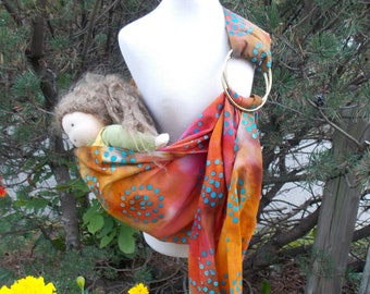 Doll Sling - Doll Carrying Ring Sling - Baby Doll Carrier - Baby Doll Wrap - Doll Ring Sling - Toy Carrier - Babywearing - Gold Swirl Batik