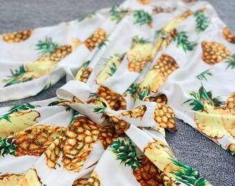 Pineapple Rayon Kimono Robe, Soft Breathable Bridal Party Robe