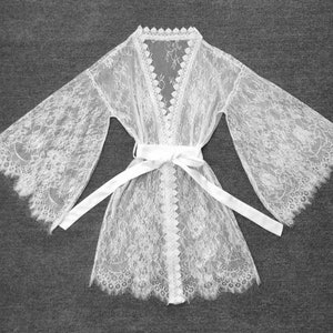 Wizard Sleeve robe,Elf Sleeves Lace Robe,White Bride robe,bridal robe,wedding robe,Women Kimono Robe,Bride Party Gift,Wedding Party Robe