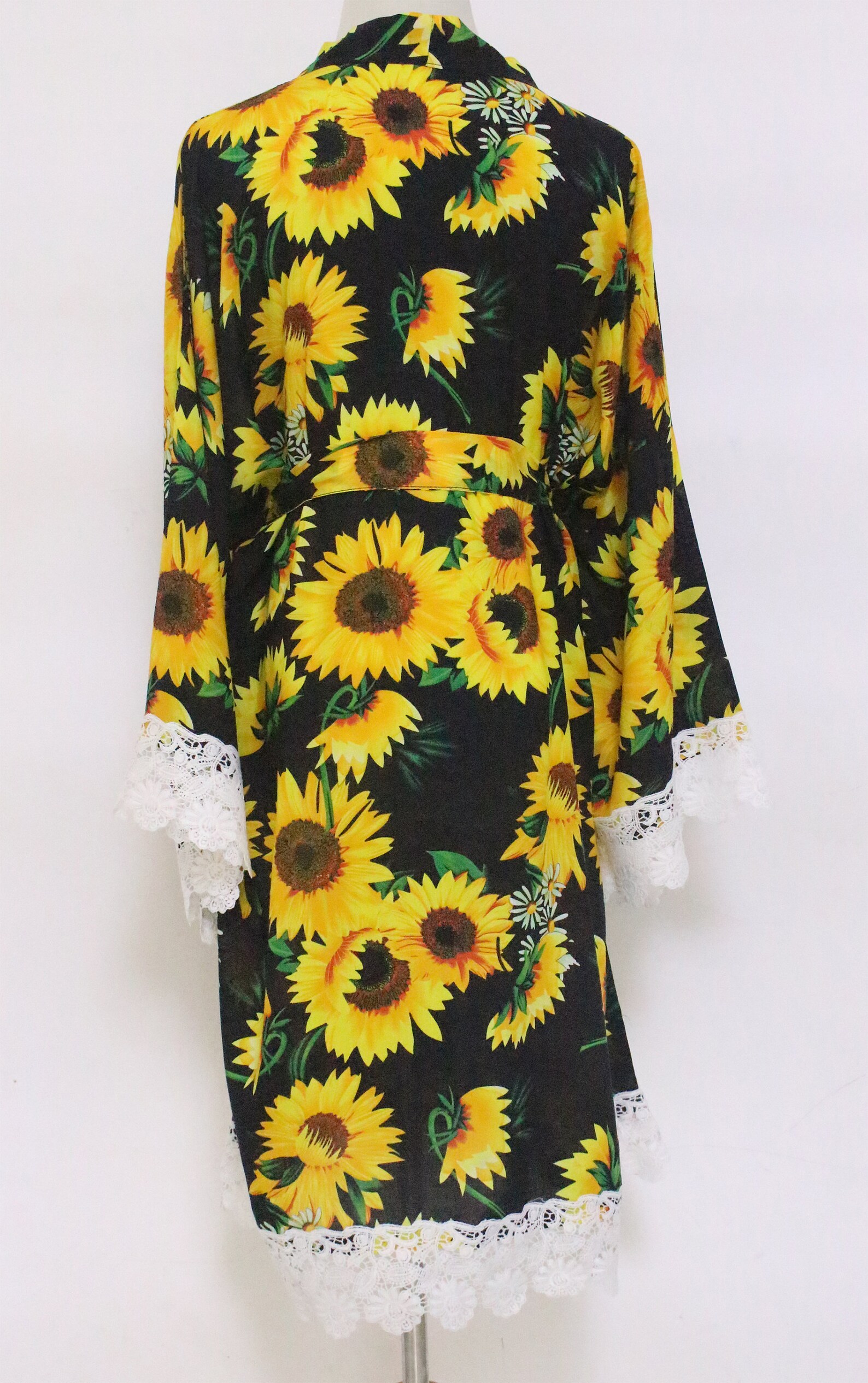 Black Sunflower Robe Women Kimono FruitBridesmaid Lace Etsy