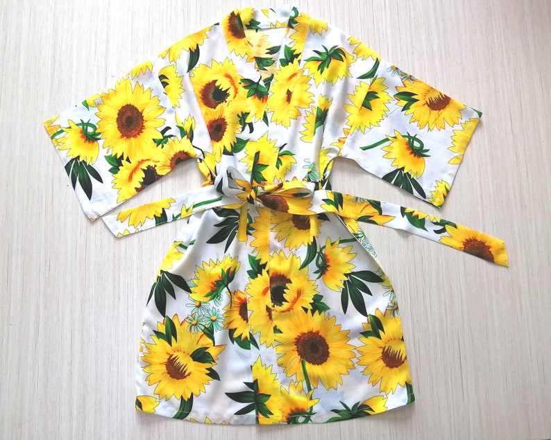 White Sunflower Robe Women Kimono Robe bridesmaid Lace Etsy