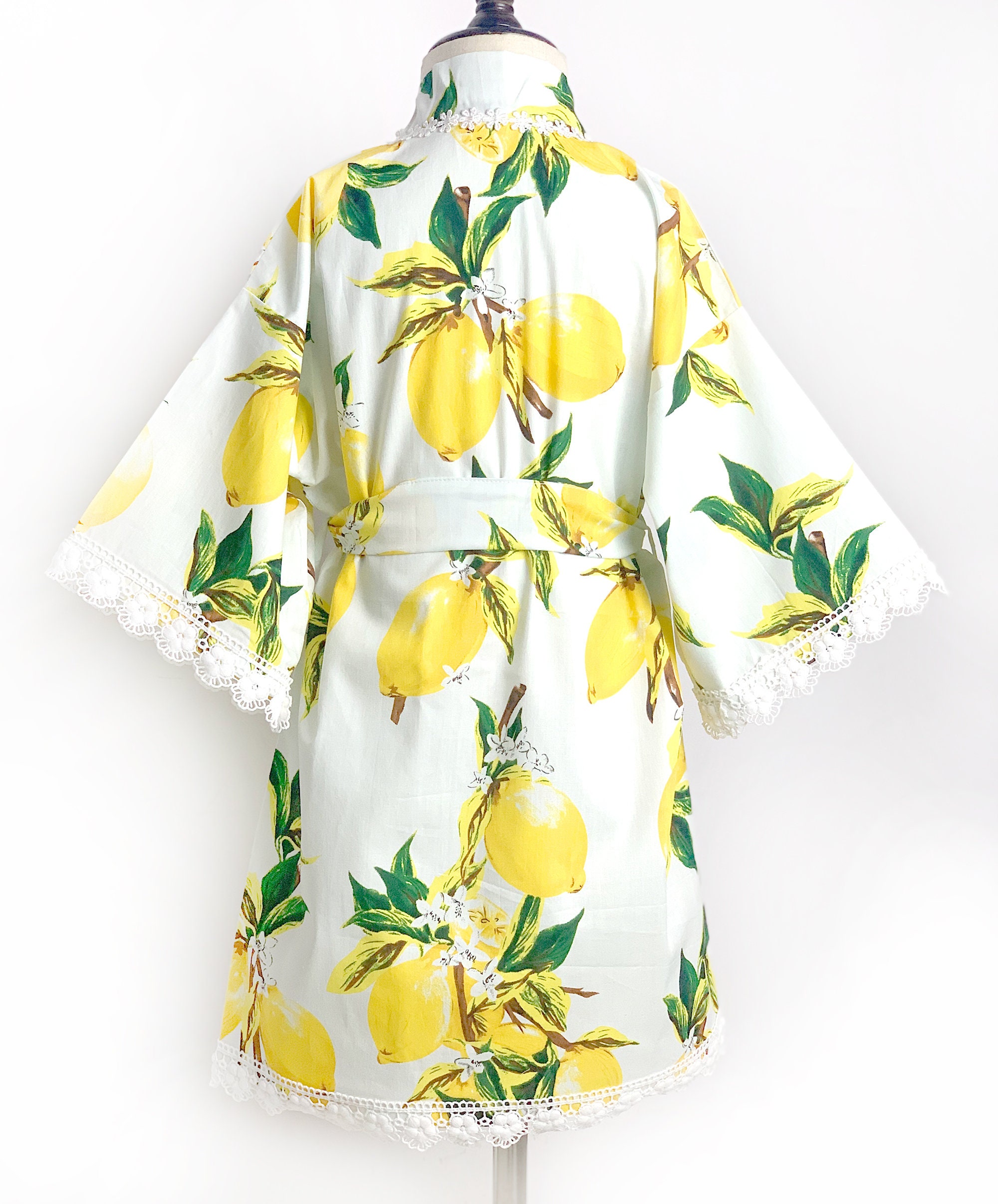 Yellow Lemon Robe Women Kimono Robe-Girls Robe-Bridesmaid Lace | Etsy