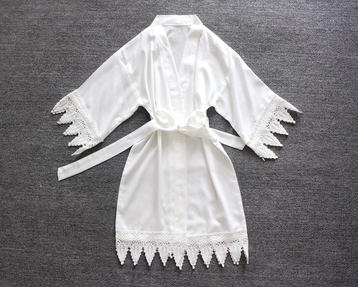 Flower Girl Robe White Baby Robe With Lace Trimbirthday Etsy