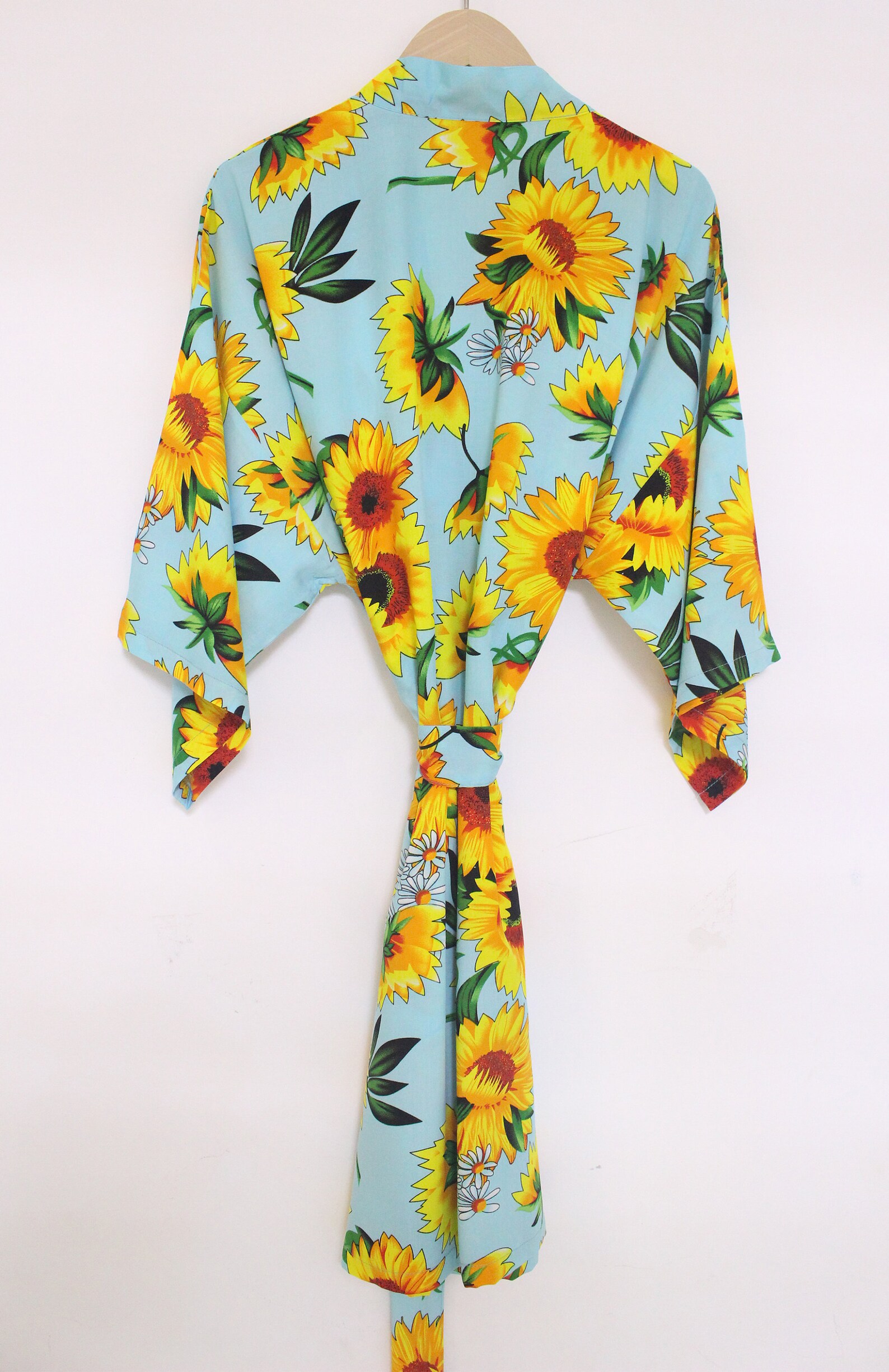 Light Blue Sunflower Robe Women Kimono Plant-bridesmaid Lace - Etsy