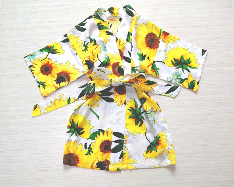Navy Sunflower Girl Robe Baby Robeflower Girl Robeflower Etsy