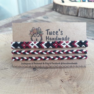 Set Of Two Bracelet, Set Of 2 Bracelet,  Burgundy And Black Bracelet, Friendship Bracelet, White, Black, Burgundy
